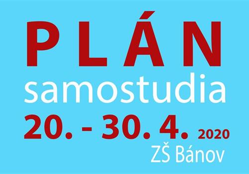 Plán samostudia pro žáky 20. - 30. dubna 2020